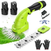 Fovendi Cordless Hedge Trimmer, 2 in 1 Handheld Grass Shear \u0026 Shrubbery Trimmer with 2 ×12V Battery and Charger for Garden, Lawn